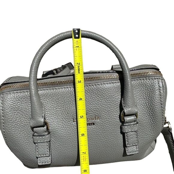 Kate Spade Jackson Street Leather Satchel Crossbody Bag Gray Adjustable Strap - Picture 13 of 16